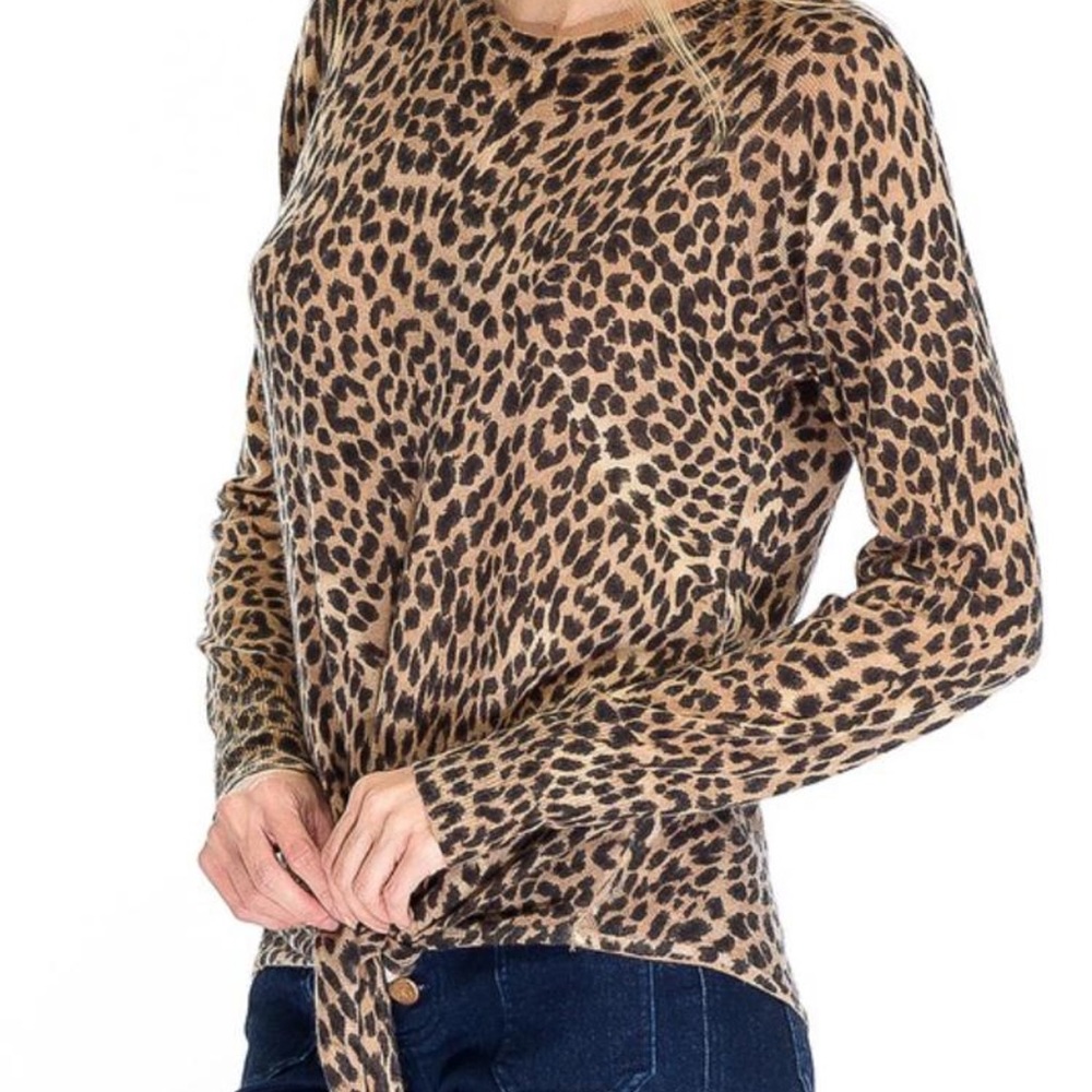 Leopard Print tie front sweater By Olivaceous